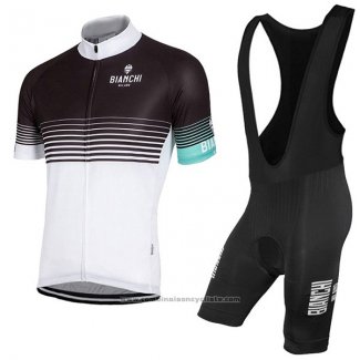 2017 Maillot Cyclisme Bianchi Milano Noir et Blanc Manches Courtes et Cuissard