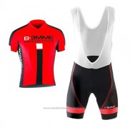 2017 Maillot Cyclisme Biemme Identity Noir et Rouge Manches Courtes et Cuissard