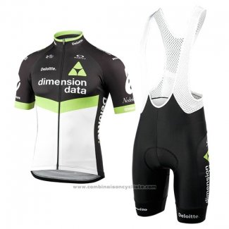 2017 Maillot Cyclisme Dimension Data Vert et Noir Manches Courtes et Cuissard