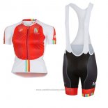 2017 Maillot Cyclisme Femme Castelli Maratona Rouge et Blanc Manches Courtes et Cuissard