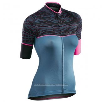 2017 Maillot Cyclisme Femme Northwave Noir et Bleu1 Manches Courtes et Cuissard