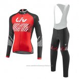 2017 Maillot Cyclisme Liv Rouge Manches Longues et Cuissard