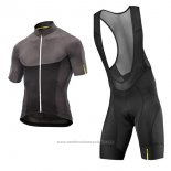 2017 Maillot Cyclisme Mavic Noir et Gris Manches Courtes et Cuissard