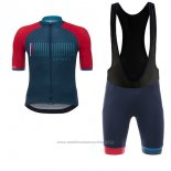 2017 Maillot Cyclisme Nimes Vuelta Espana Bleu et Rouge Manches Courtes et Cuissard