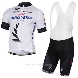 2017 Maillot Cyclisme Quick Step Floors Blanc Manches Courtes et Cuissard