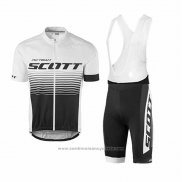 2017 Maillot Cyclisme Scott Blanc et Noir Manches Courtes et Cuissard