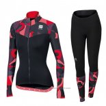 2017 Maillot Cyclisme Sportful Primavera Noir et Rouge Manches Longues et Cuissard