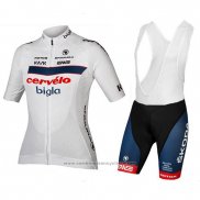 2018 Maillot Cyclisme Cervelo Bigla Blanc Noir Manches Courtes et Cuissard