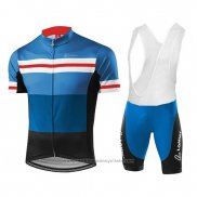 2018 Maillot Cyclisme Loffler Noir Bleu Manches Courtes et Cuissard