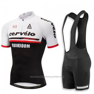 2018 Maillot Cyclisme Cervelo Blanc et Noir Manches Courtes et Cuissard