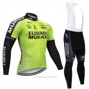 2018 Maillot Cyclisme Euskadi Murias Vert et Noir Manches Longues et Cuissard