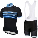 2018 Maillot Cyclisme Giant Noir et Bleu Manches Courtes et Cuissard