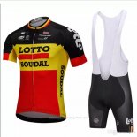 2018 Maillot Cyclisme Lotto Soudal Noir et Jaune Manches Courtes et Cuissard