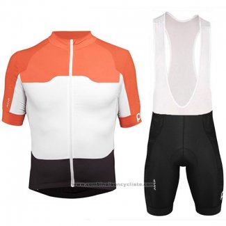 2018 Maillot Cyclisme POC Orange et Blanc Manches Courtes et Cuissard