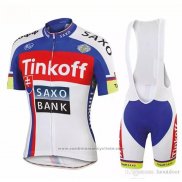 2018 Maillot Cyclisme Tinkoff Saxo Bank Rouge Bleu Manches Courtes et Cuissard