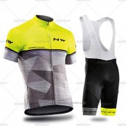 2019 Maillot Cyclisme Northwave Gris Jaune Manches Courtes et Cuissard