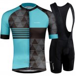 2019 Maillot Cyclisme Runchita Azur Gris Manches Courtes et Cuissard