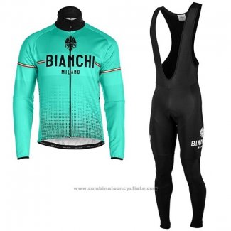 2019 Maillot Cyclisme Bianchi Milano XD Bleu Gris Manches Longues et Cuissard