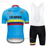 2019 Maillot Cyclisme Colombia Bleu Manches Courtes et Cuissard