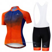 2019 Maillot Cyclisme Femme Miloto Violet Orange Manches Courtes et Cuissard