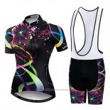 2019 Maillot Cyclisme Femme Weimostar Noir Rose Vert Manches Courtes et Cuissard