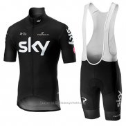 2019 Maillot Cyclisme Sky Noir Manches Courtes et Cuissard