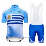 2019 Maillot Cyclisme Uruguay Bleu Blanc Manches Courtes et Cuissard