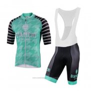 2020 Maillot Cyclisme Bianchi Bleu Noir Manches Courtes et Cuissard