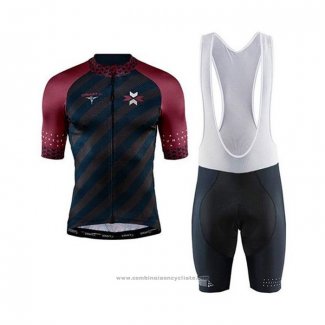 2020 Maillot Cyclisme Craft Fonce Bleu Rouge Manches Courtes et Cuissard