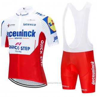 2020 Maillot Cyclisme Deceuninck Quick Step Blanc Rouge Manches Courtes et Cuissard