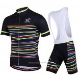 2020 Maillot Cyclisme Ripple Noir Jaune Manches Courtes et Cuissard