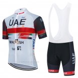 2021 Maillot Cyclisme UAE Blanc Manches Courtes et Cuissard