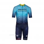 2022 Maillot Cyclisme Astana Bleu Jaune Manches Courtes et Cuissard