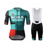 2022 Maillot Cyclisme Bora Hansgrone Vert Rouge Manches Courtes et Cuissard