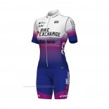 2022 Maillot Cyclisme Femme Bike Exchange Bleu Violet Manches Courtes et Cuissard