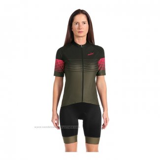 2022 Maillot Cyclisme Femme Nalini Vert Noir Manches Courtes et Cuissard