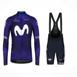 2023 Maillot Cyclisme Movistar Bleu Blanc Manches Longues Et Cuissard