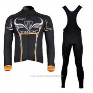 2009 Maillot Cyclisme Trek Noir et Jaune Manches Longues et Cuissard