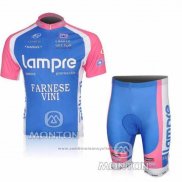2010 Maillot Cyclisme Lampre Farnese Vini Rose et Bleu Clair Manches Courtes et Cuissard Pantaloni