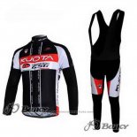 2011 Maillot Cyclisme Kuota Noir et Blanc Manches Longues et Cuissard