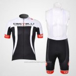 2012 Maillot Cyclisme Castelli Blanc et Noir Manches Courtes et Cuissard