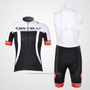2012 Maillot Cyclisme Castelli Blanc et Noir Manches Courtes et Cuissard