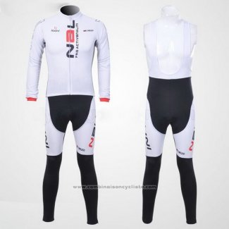 2012 Maillot Cyclisme Nalini Blanc et Noir Manches Longues et Cuissard