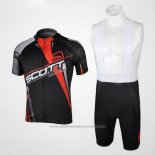 2012 Maillot Cyclisme Scott Noir et Rouge Manches Courtes et Cuissard