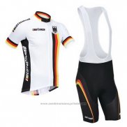 2013 Maillot Cyclisme Allemagne Blanc et Noir Manches Courtes et Cuissard