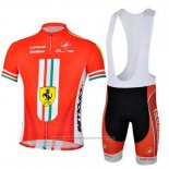 2013 Maillot Cyclisme Ferrari Blanc et Rouge Manches Courtes et Cuissard