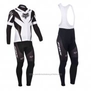 2013 Maillot Cyclisme Fox Blanc et Noir Manches Longues et Cuissard