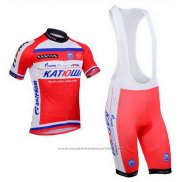 2013 Maillot Cyclisme Katusha Blanc et Rouge Manches Courtes et Cuissard