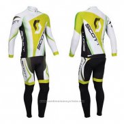 2013 Maillot Cyclisme Scott Blanc et Jaune5 Manches Longues et Cuissard