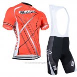 2014 Maillot Cyclisme Fox Orange Manches Courtes et Cuissard